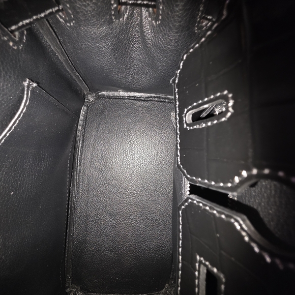 Black Crocodile Style H Birkin 25cm Inspired Bag - Picture 8 of 17
